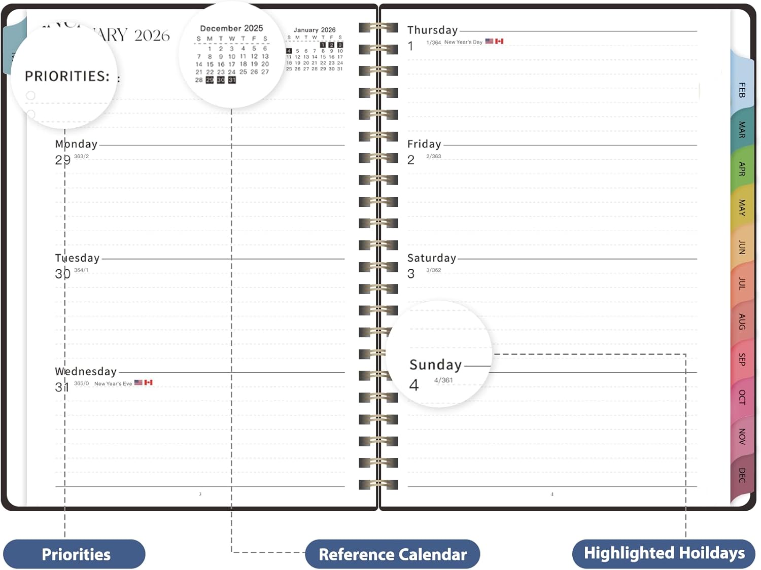 2026 Planner, 8.5 x 11 Weekly and Monthly Large Calendar Planner, Letter Size, Jan - Dec 2026, Hardcover Daily Agenda and Organizers for School Essentials & Office Supplies
